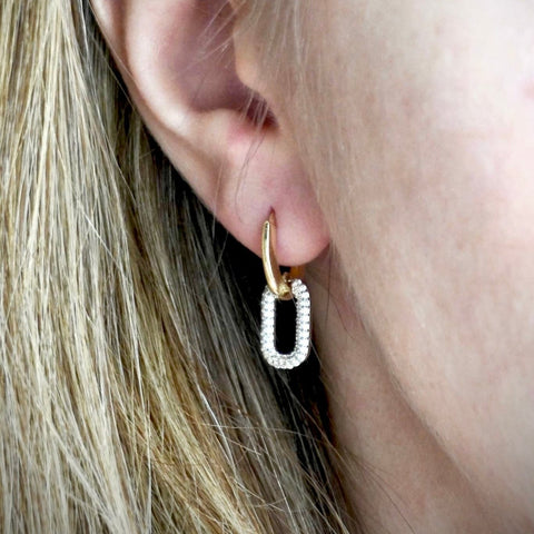 Hoop Earrings 10K Solid gold CZ