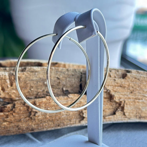 50mm Solid Gold 10K Large Smooth Hoop Earrings