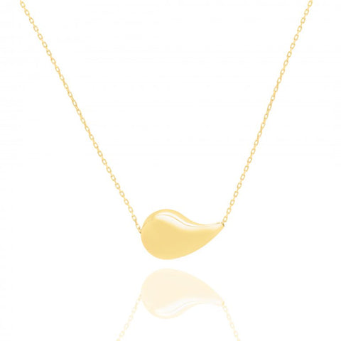 Necklace Solid Gold 10K Tear Drop sideways 20mm