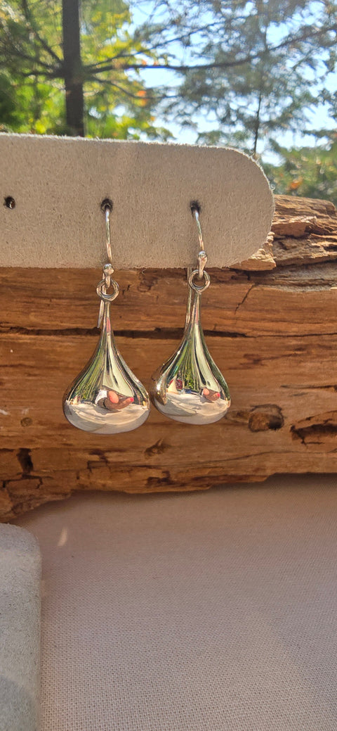 Hook Sterling Silver Earrings, teardrop M