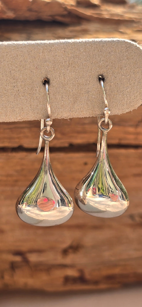 Hook Sterling Silver Earrings, teardrop M