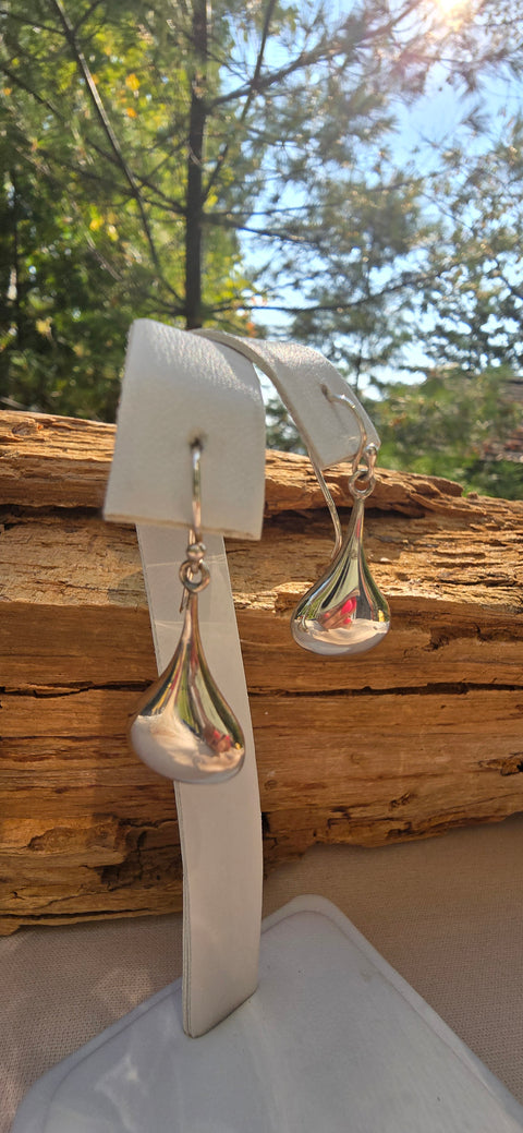 Hook Sterling Silver Earrings, teardrop M