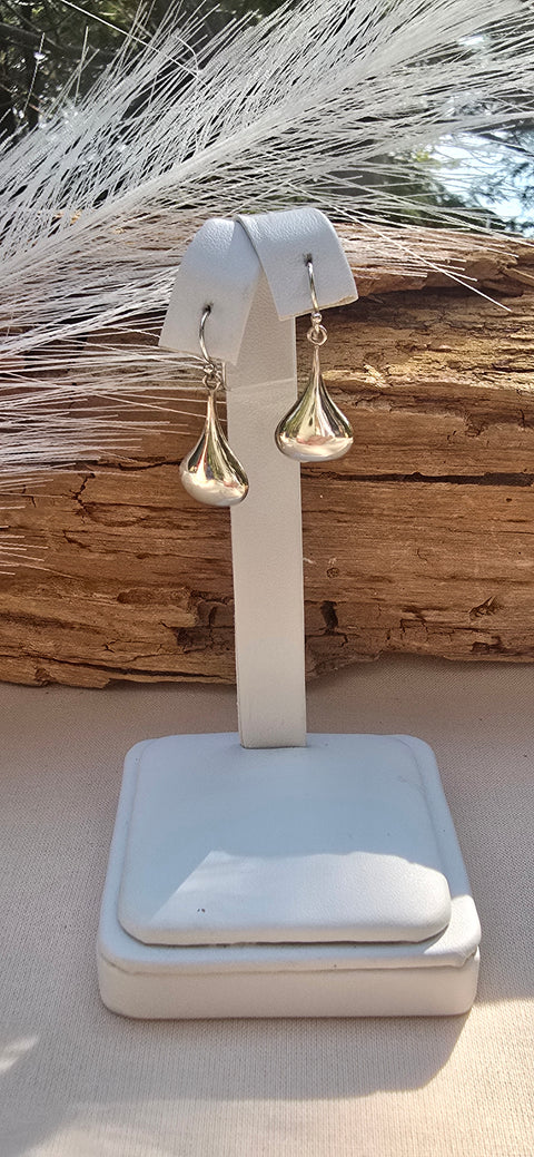 Hook Sterling Silver Earrings, teardrop M
