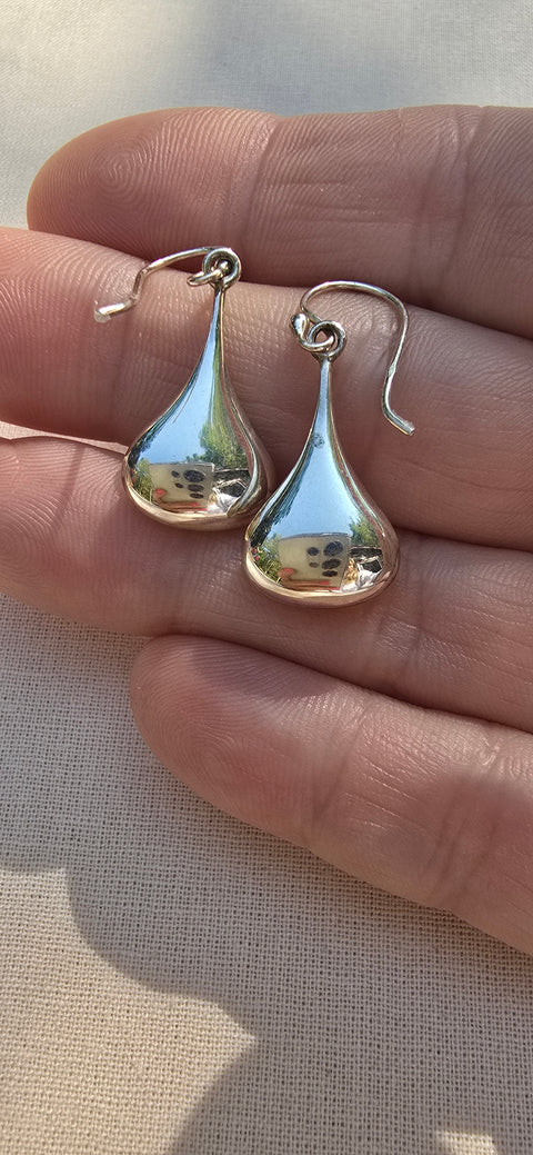 Hook Sterling Silver Earrings, teardrop M
