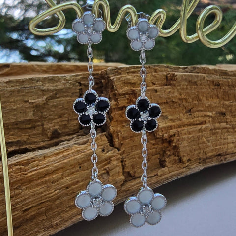Stud Sterling Silver Dangling Earrings Flower