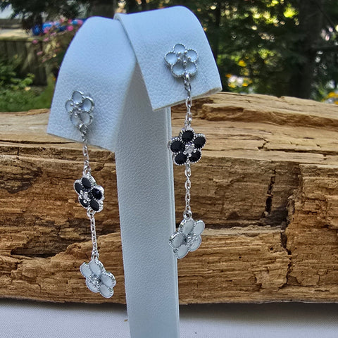 Stud Sterling Silver Dangling Earrings Flower