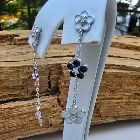 Stud Sterling Silver Dangling Earrings Flower