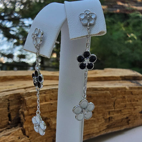 Stud Sterling Silver Dangling Earrings Flower