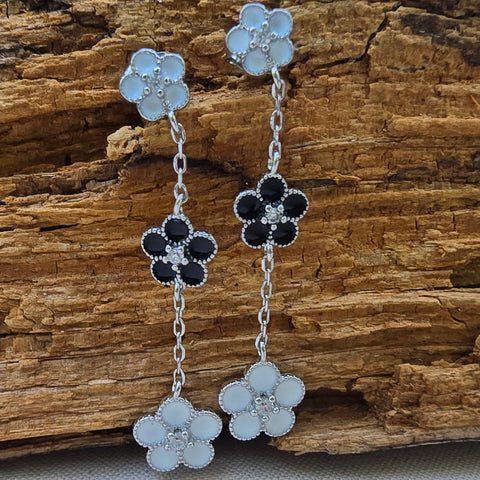 Stud Sterling Silver Dangling Earrings Flower
