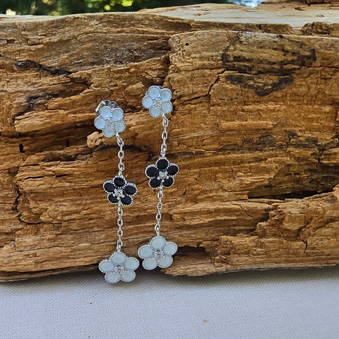 Stud Sterling Silver Dangling Earrings Flower