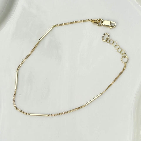 10K Solid Gold Bracelet Bar