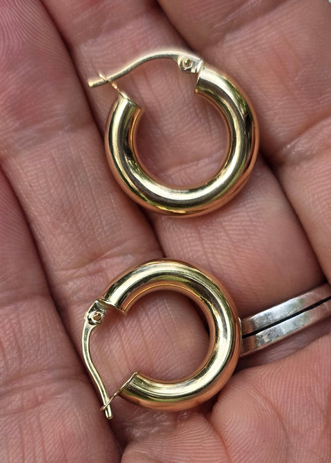 10K Solid Gold Hoop Earrings Petite