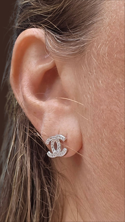 Stud Sterling Silver Earrings CHACHA  11x8mm