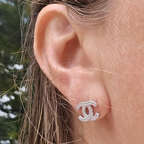 Stud Sterling Silver Earrings CHACHA  11x8mm