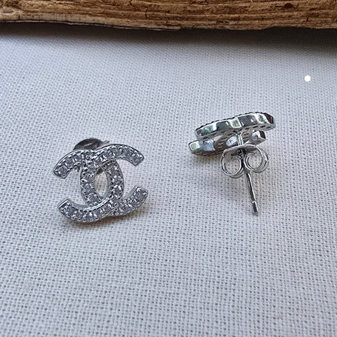 Stud Sterling Silver Earrings CHACHA  11x8mm