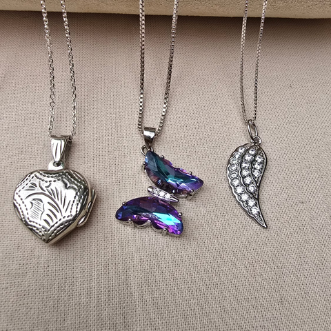 8 Sterling Silver Pendant Colorful Butterfly
