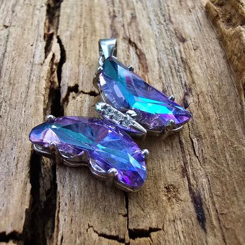 1 Sterling Silver Pendant Colorful Butterfly