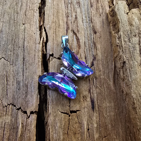9 Sterling Silver Pendant Colorful Butterfly