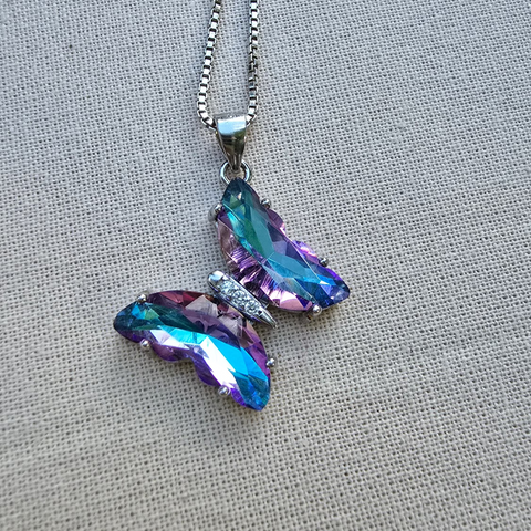 2 Sterling Silver Pendant Colorful Butterfly