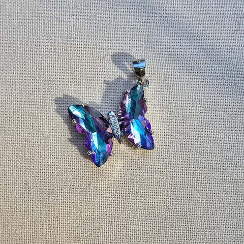 5 Sterling Silver Pendant Colorful Butterfly