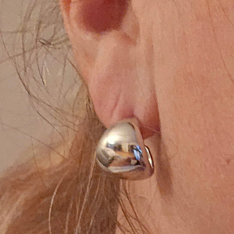 Stud Earrings Sterling Silver round - 14x15mm, 14mm thickness