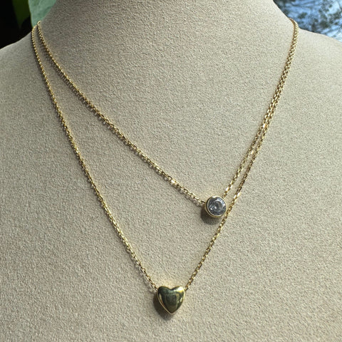 Necklace Vermeil THEA Sterling Silver with Gold Plated Heart and Cubic Zirconia 7
