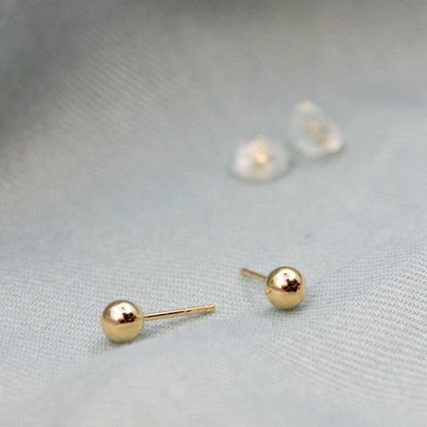 * Stud Earrings 10K Solid Gold, Ball