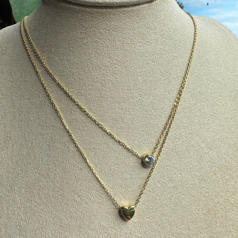 Necklace Vermeil THEA Sterling Silver with Gold Plated Heart and Cubic Zirconia 6