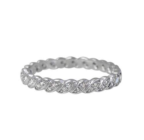 Sterling SIlver ring band minimalistic cubic zirconia