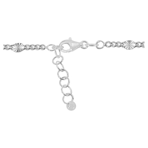 Anklet Sunlyn Sterling Silver flat diamond cut bead link