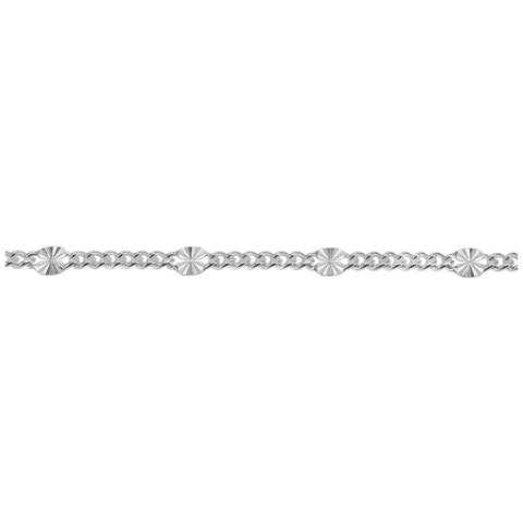 Anklet Sunlyn Sterling Silver flat diamond cut bead link