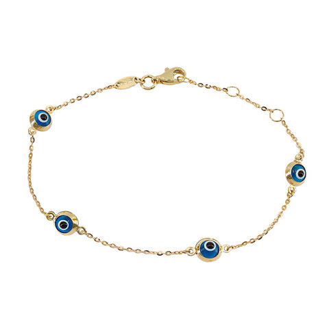 Bracelet 10K Gold  Evil Eye Charms