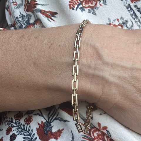 10K Yellow Gold Chunky Anchor Link Chain Bracelet 