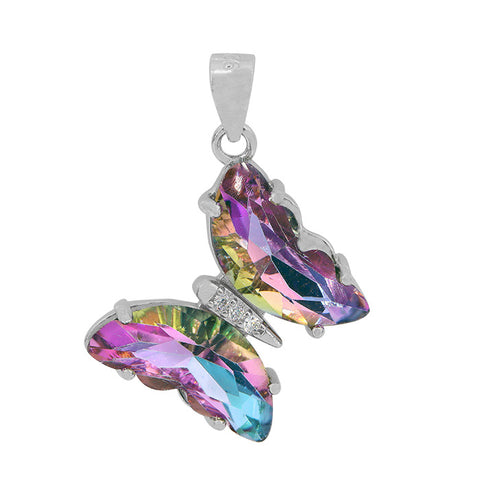 7 Sterling Silver Pendant Colorful Butterfly