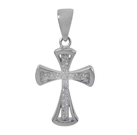 Pendant Sterling Silver, cross 19x13mm CZ