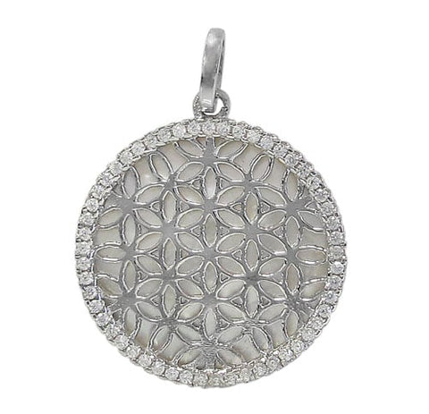 Pendant Sterling Silver  Flower of Life Round 20mm