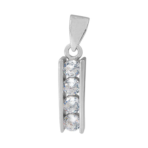 Pendant Sterling S  with rhodium bar with cubic zirconia