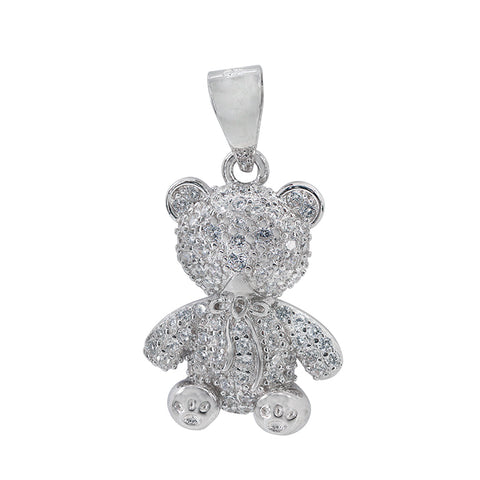Pendant Sterling Silver with Zirconia Teddy Bear Pendant, 13x16