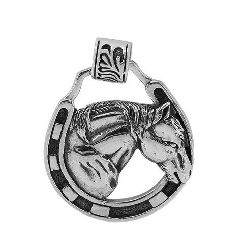 Pendant Sterling Silver horse head with horseshoe