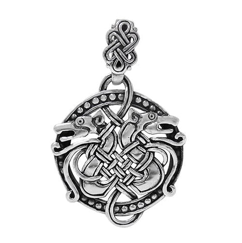 Pendant Sterling Silver Sterling Silver, Viking Symbol with double dragon