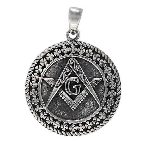 Pendant Sterling silver Masonic Compass with G