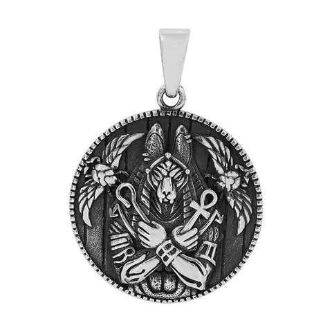 Pendant Sterling silver  Egyptian Anubis Ankh 28mm diameter