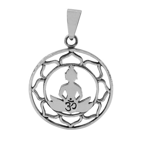 Pendant Sterling Silver,  Om and Buddha