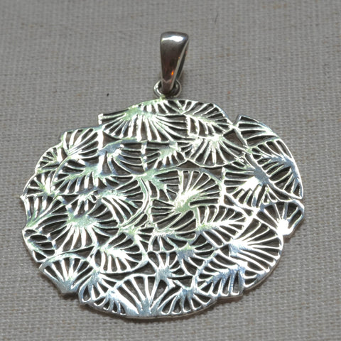 Sterling Silver Large Flat Round Pendant 