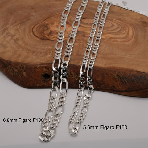 6.8mm Figaro Sterling Silver chain F180 Man 4