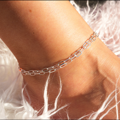 Anklet Paji Sterling Silver Double Layer Paperclip