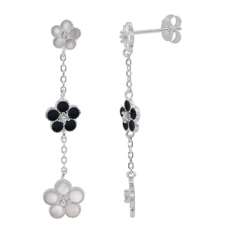 Stud Sterling Silver Dangling Earrings Flower