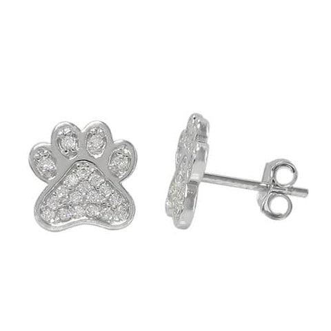 Stud Sterling Silver Earrings Paw