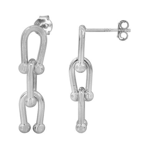 Stud Earrings Sterling silver, horseshoe U link - 6x26mm
