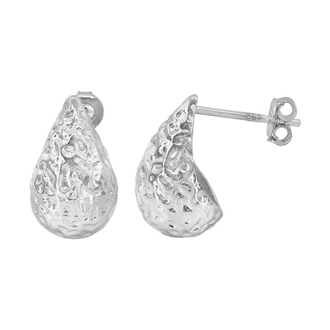 Stud Earrings Sterling silver with rhodium, 9x15mm teardrop